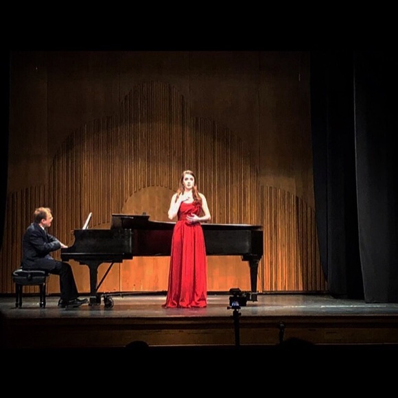Red strapless prom dress - Picture 2 of 3